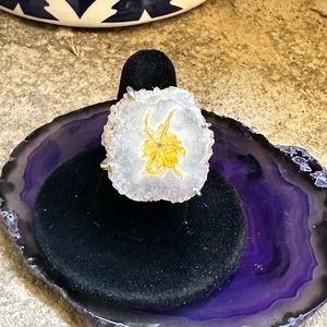 Silver White Yellow Solar Quartz Ring